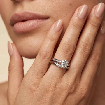 Twin Shine 925 Silver Zirconia Ring Duo for Women