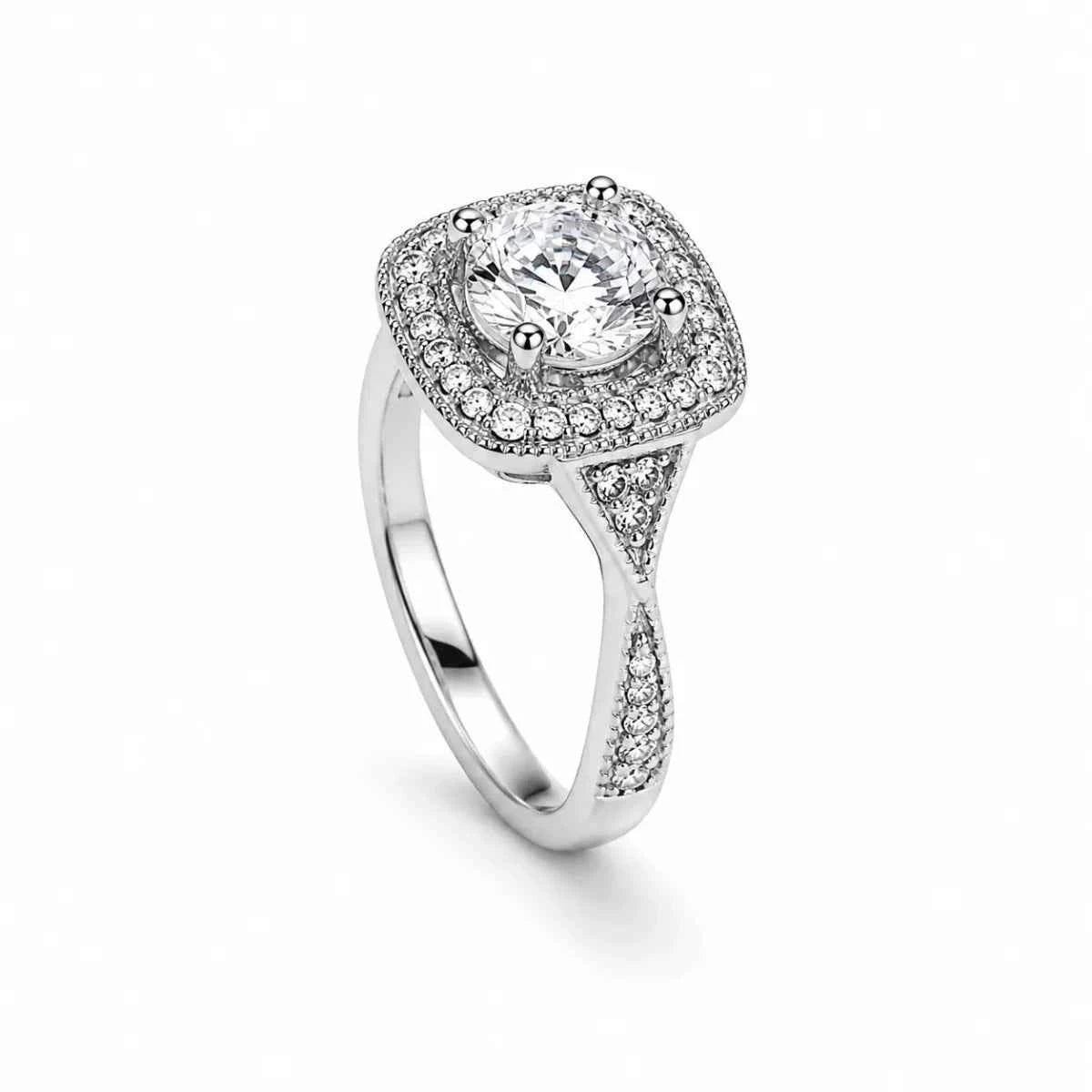 Twisted Halo Sterling Silver Ring