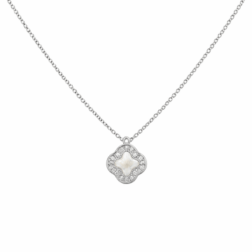 White Enamel Clover Pendant Necklace – Timeless Minimal Elegance - Silvorn India