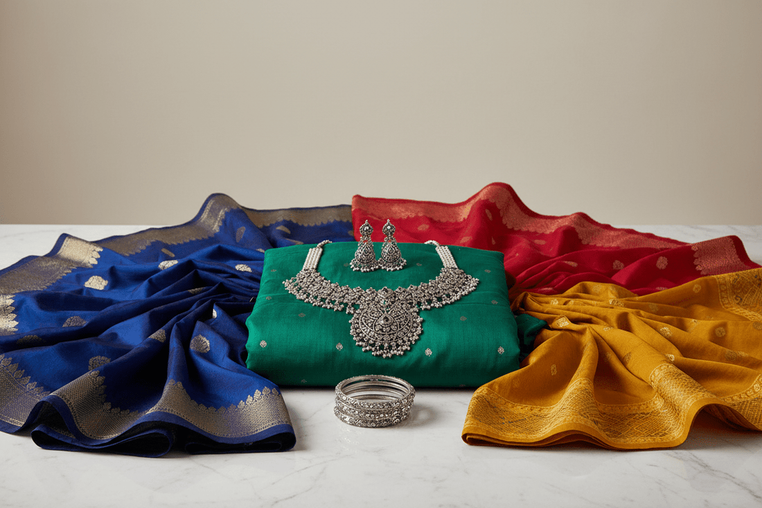 How to Pair Silver Jewellery with Different Saree Fabrics (Silk, Cotton & Chiffon) - Silvorn India