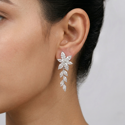 Silver Aurora Floral Drop Earrings