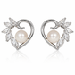 Elegant Heart Swirl Pearl & Marquise CZ Stud Earrings