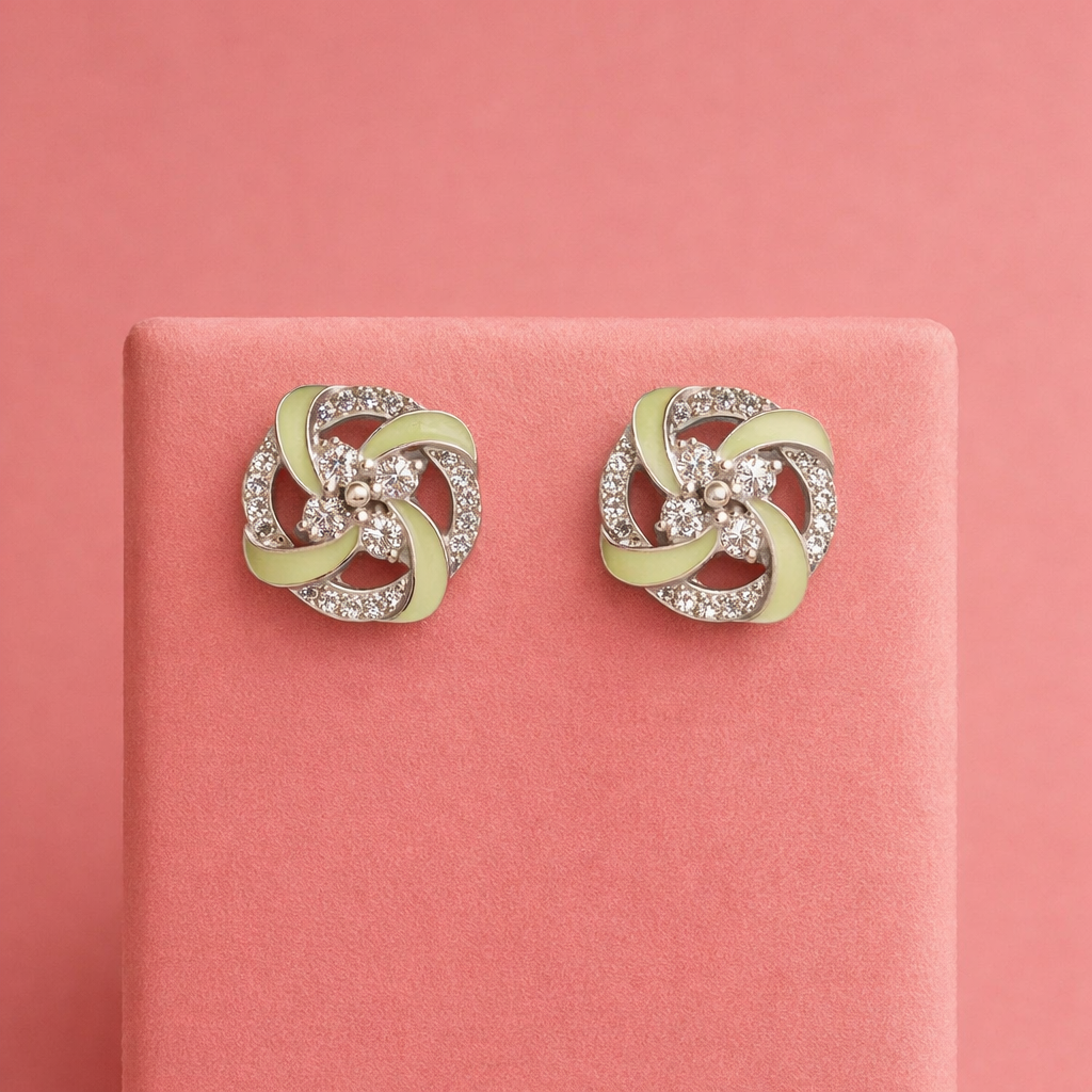 Mint Swirl Pinwheel Studs