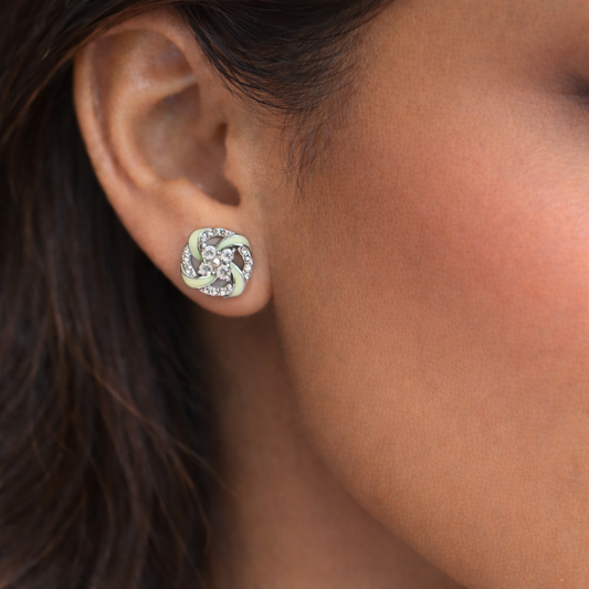 Mint Swirl Pinwheel Studs
