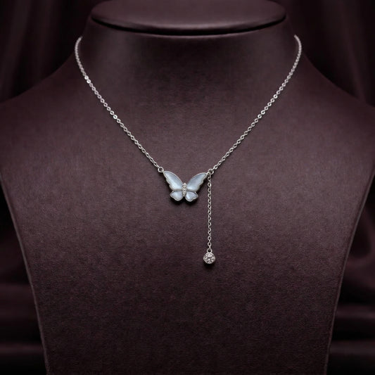 Butterfly Drop Charm Necklace