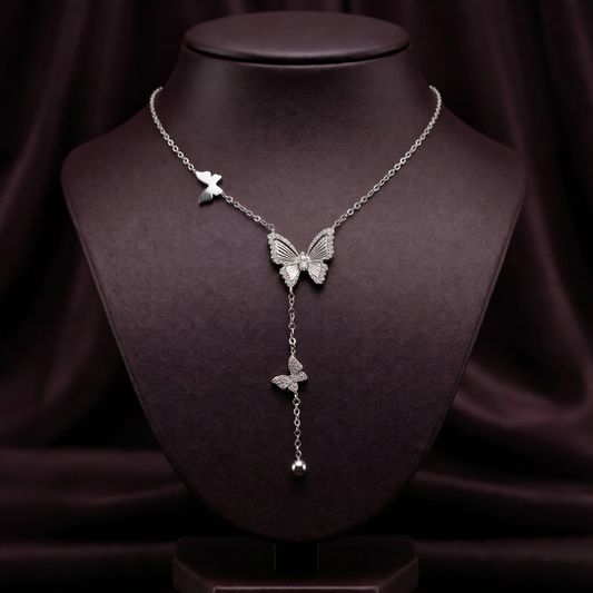 Ethereal Butterfly Cascade Y-Necklace