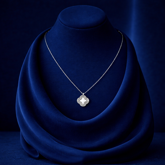 White Enamel Clover Pendant Necklace – Timeless Minimal Elegance