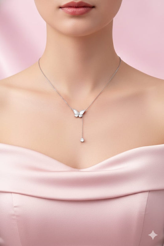 Butterfly Drop Pendant in Sterling Silver