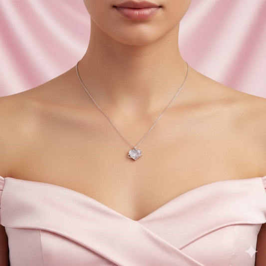 Celestial Heart Orbit Pendant in 925 Sterling Silver