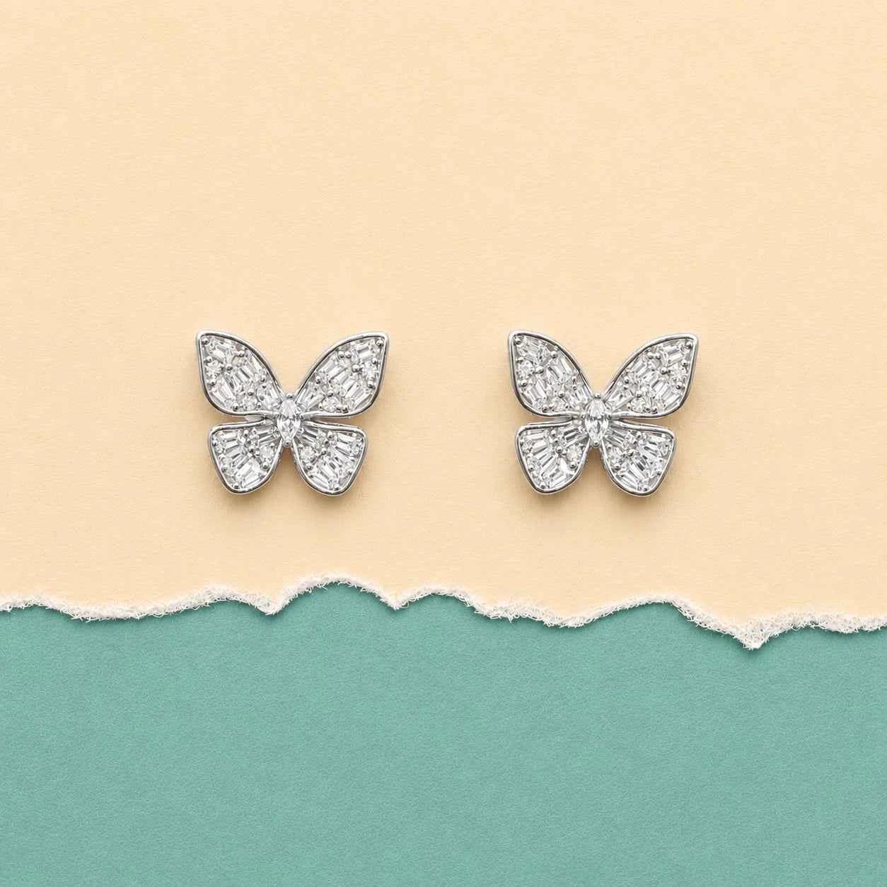 Butterfly Baguette Stud Earrings