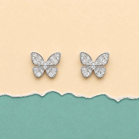Butterfly Baguette Stud Earrings