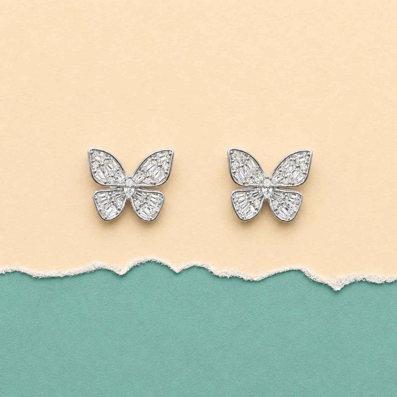 Butterfly Baguette Stud Earrings