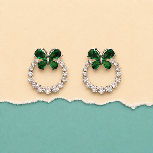 Butterfly Crystal Hoop Stud Earrings