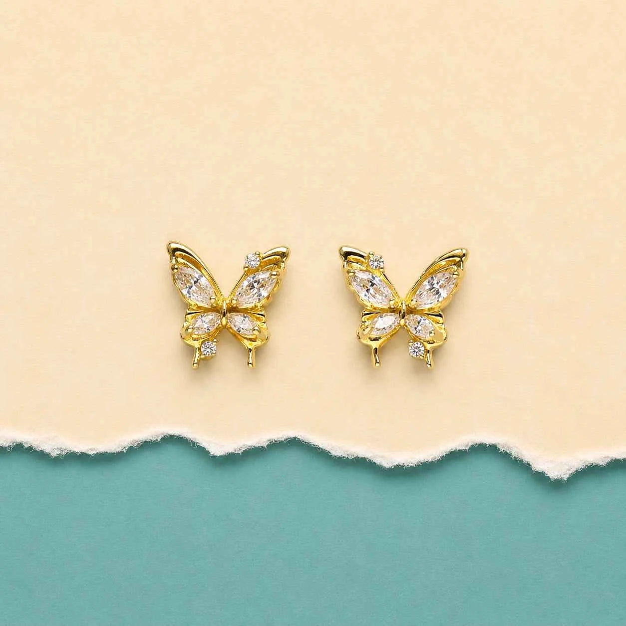 Butterfly Cubic Zirconia Stud Earrings