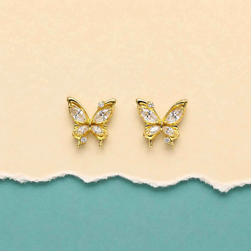 Butterfly Cubic Zirconia Stud Earrings