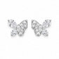 Butterfly stud earrings in 925 silver with sparkling crystal stones