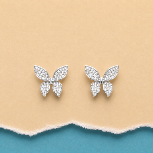 Crystal Butterfly Stud Earrings