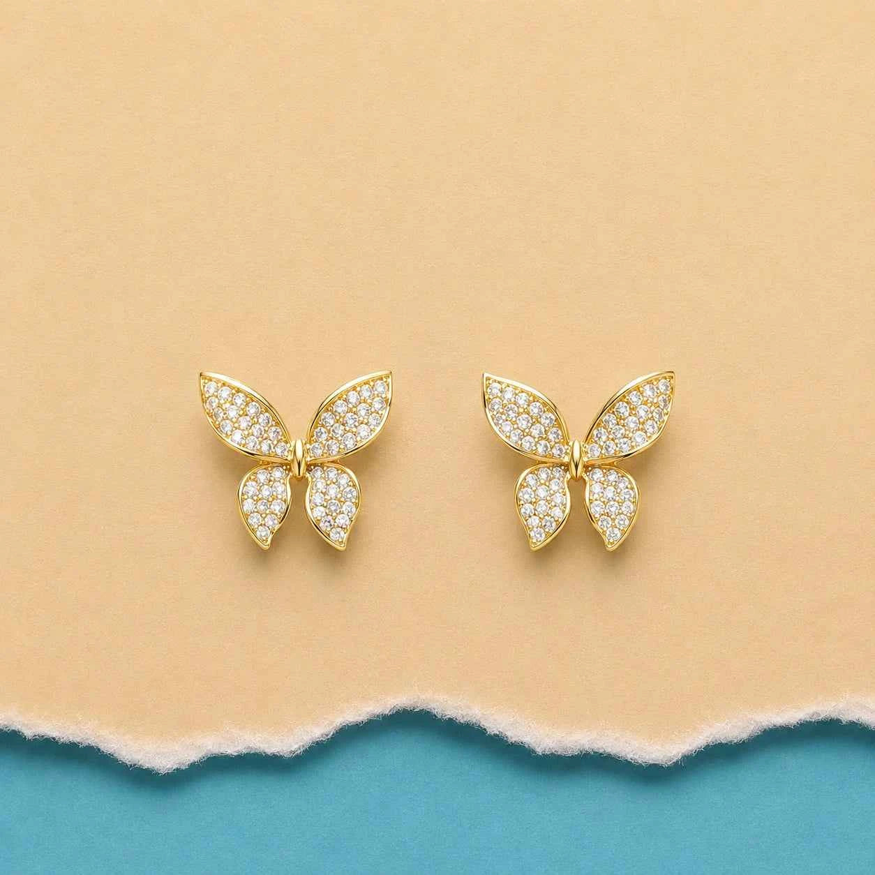 Cubic Zirconia Butterfly Stud