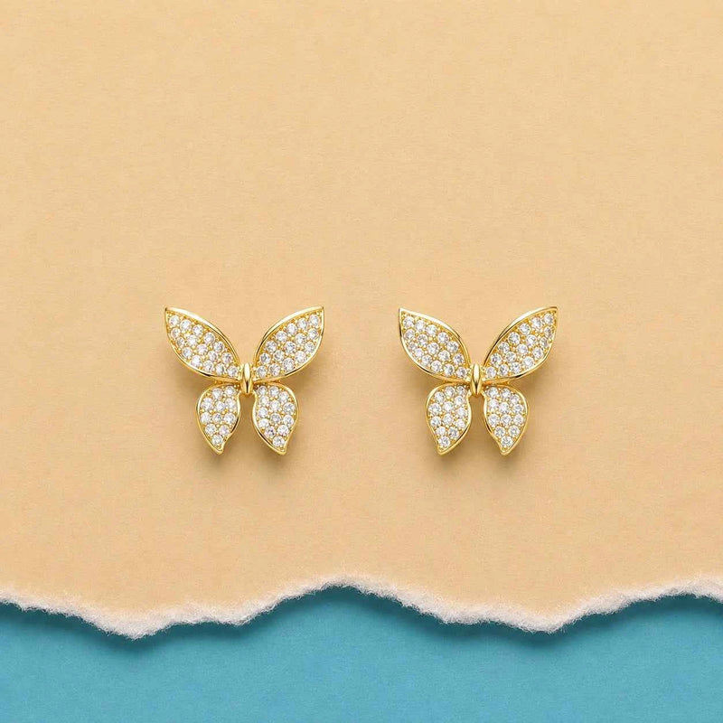 Cubic Zirconia Butterfly Stud
