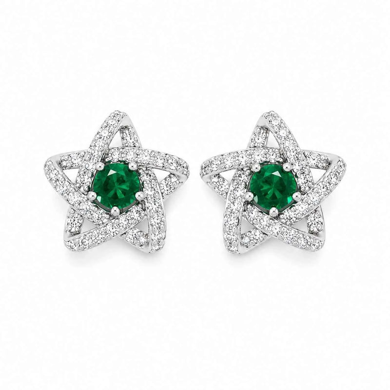 Emerald Green Star Stud - 925 Silver Jewelery