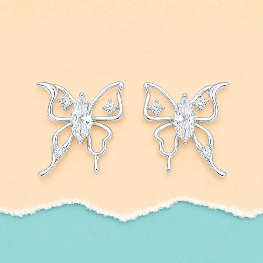 Fluttering Butterfly Stud - 925 Silver Jewelery