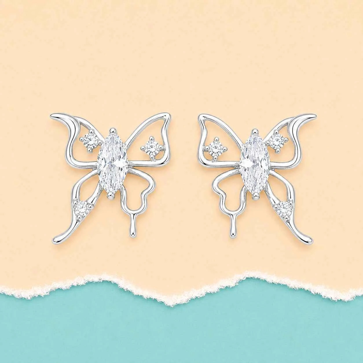 Fluttering Butterfly Stud - 925 Silver Jewelery