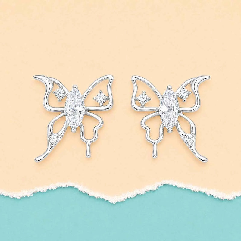 Fluttering Butterfly Stud - 925 Silver Jewelery
