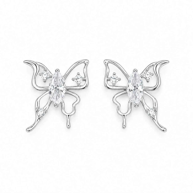 Fluttering Butterfly Stud - 925 Silver Jewelery