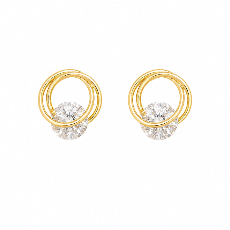 Gold Circle Stud - 925 Silver Jewelery