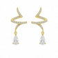 Gold-tone crystal drop earrings with zigzag swirl hoops and teardrop stones
