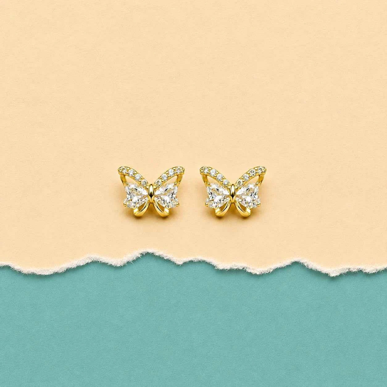 Golden Butterfly Studs