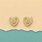 Golden Heart Loop Crystal Stud Earrings