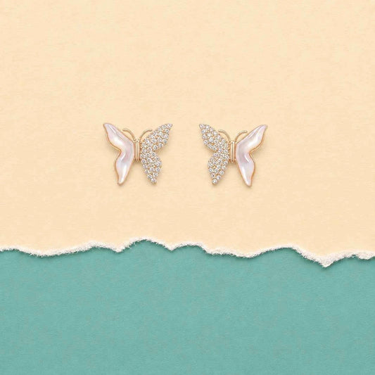 Mother of Pearl Butterfly Stud Earrings