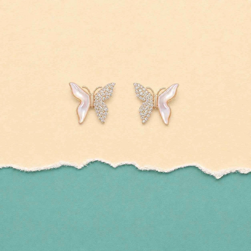 Mother of Pearl Butterfly Stud Earrings