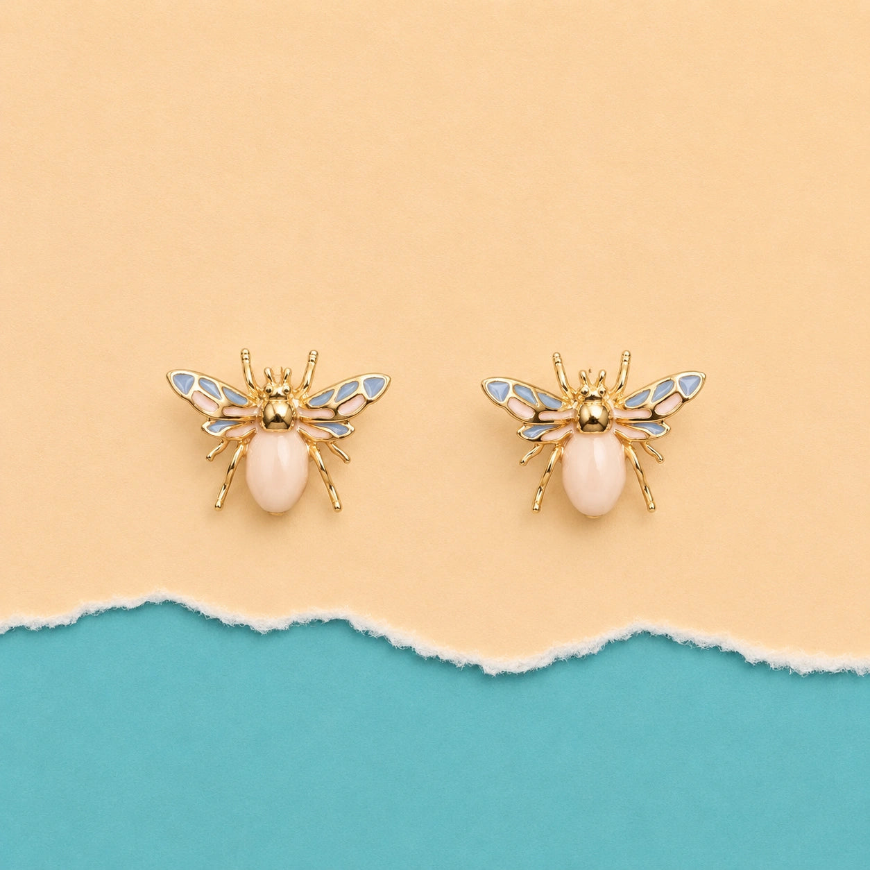 Pastel Enamel Bee Stud Earrings