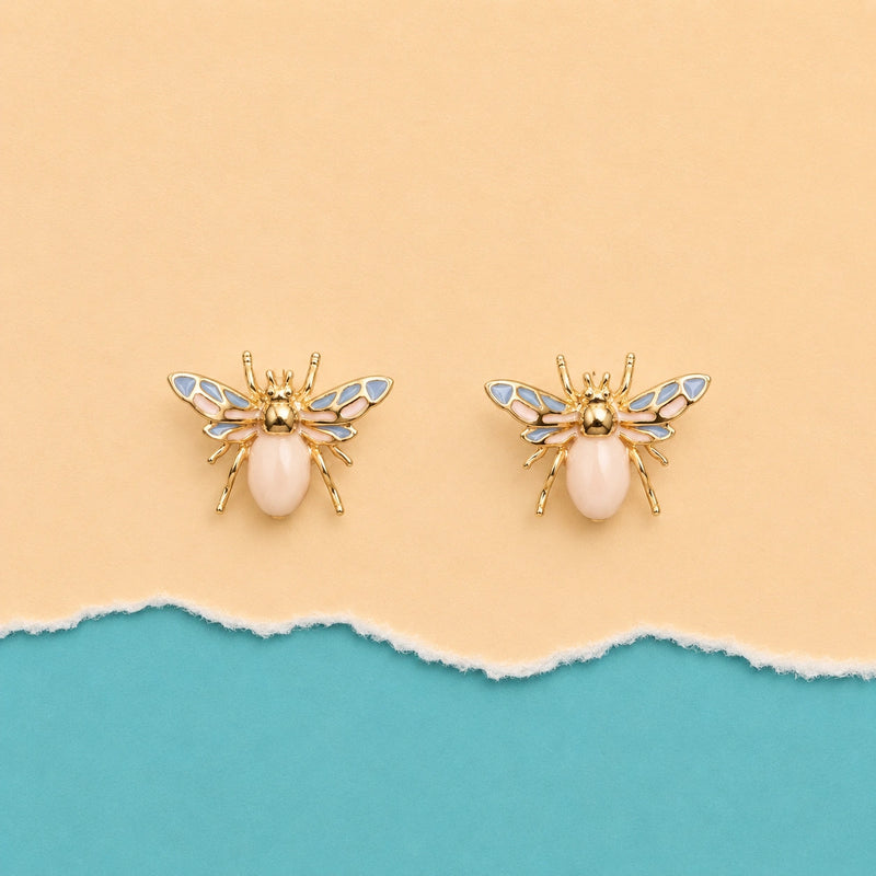 Pastel Enamel Bee Stud Earrings