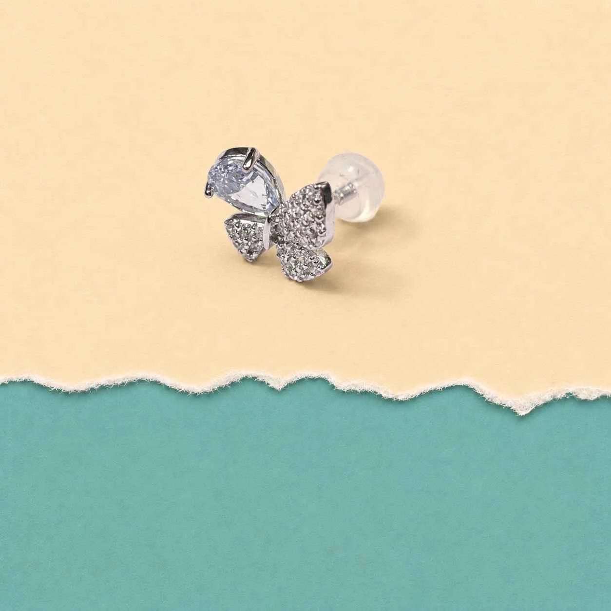 Pear Crystal Butterfly Stud