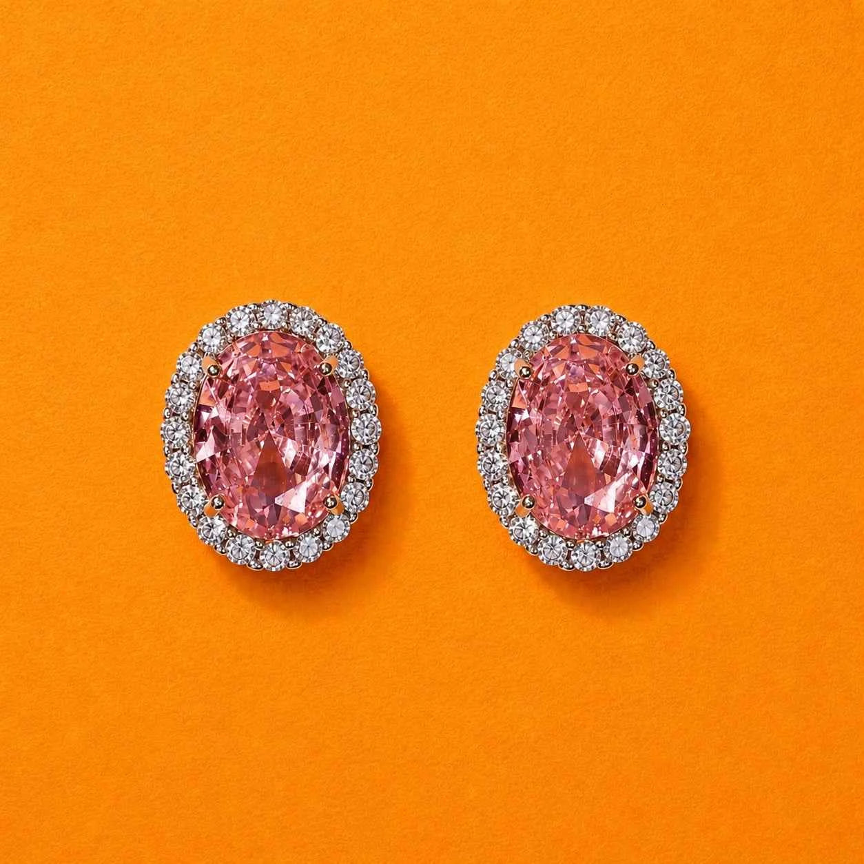 Rosabelle Pink Halo Stud Earrings