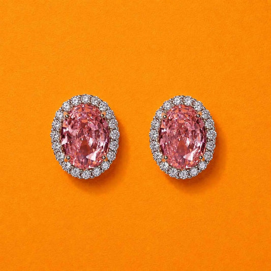 Rosabelle Pink Halo Stud Earrings