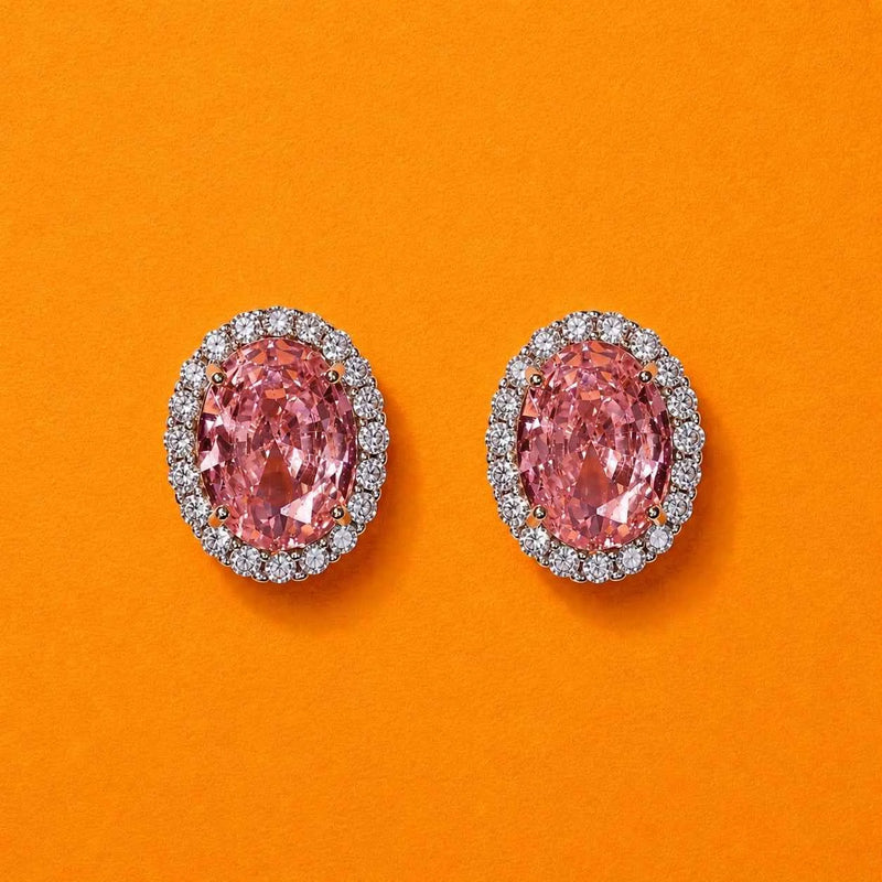Rosabelle Pink Halo Stud Earrings