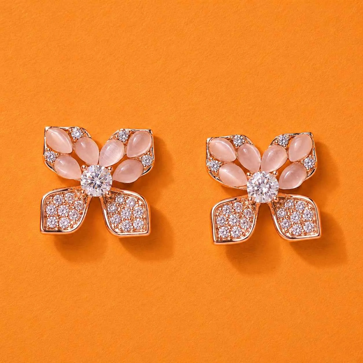 Rose Blossom Bow Stud Earrings
