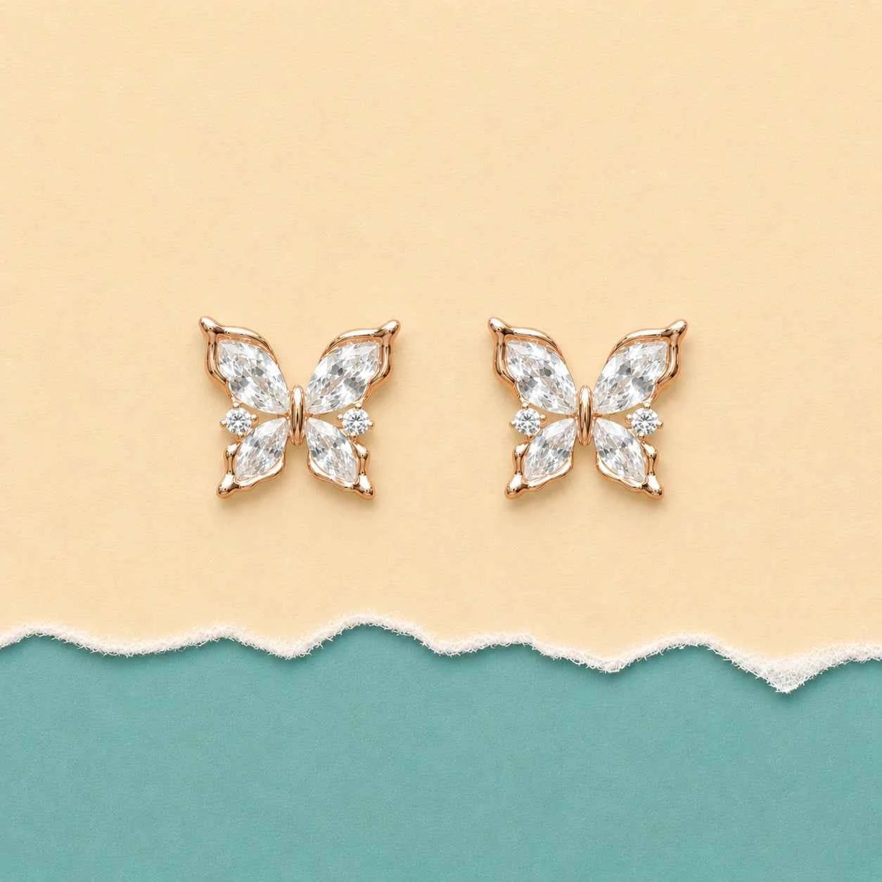 Rose Gold Butterfly Stud Earrings