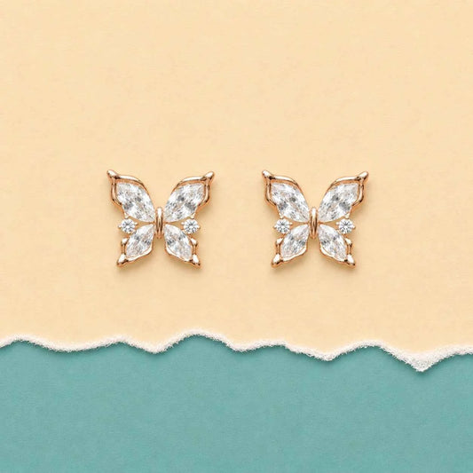 Rose Gold Butterfly Stud Earrings