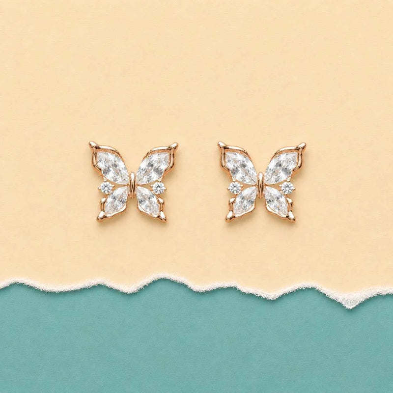 Rose Gold Butterfly Stud Earrings