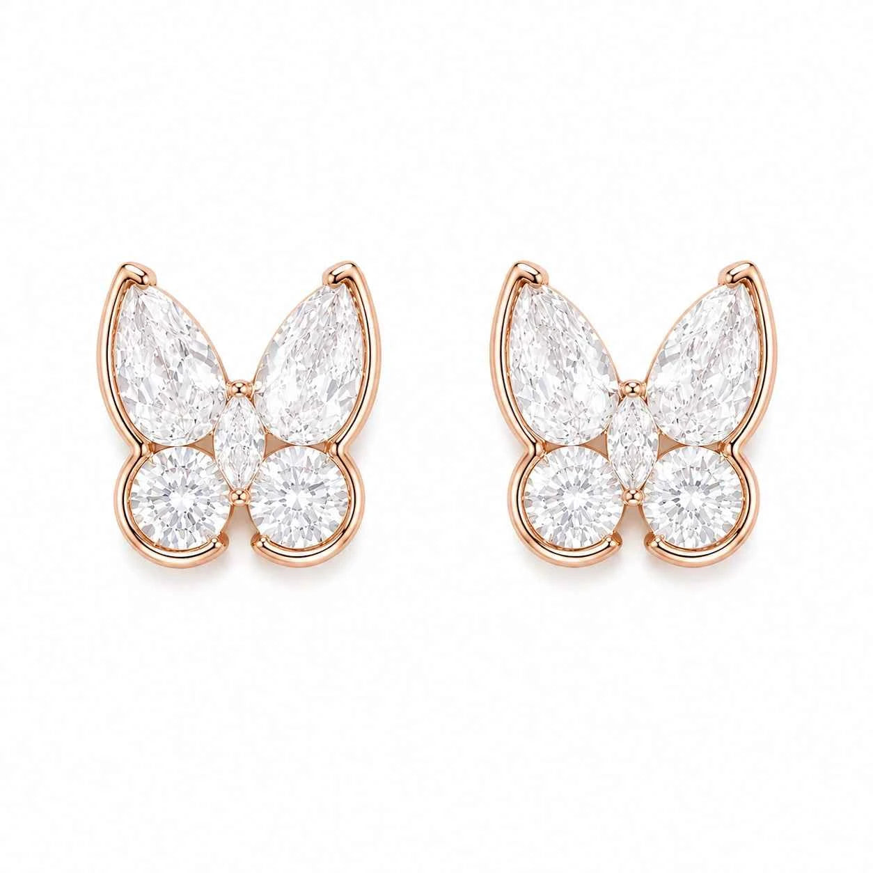 Rose Gold Butterfly Stud - 925 Silver Jewelery