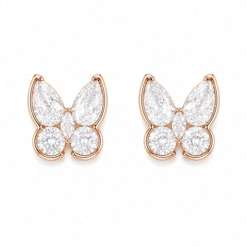 Rose Gold Butterfly Stud - 925 Silver Jewelery