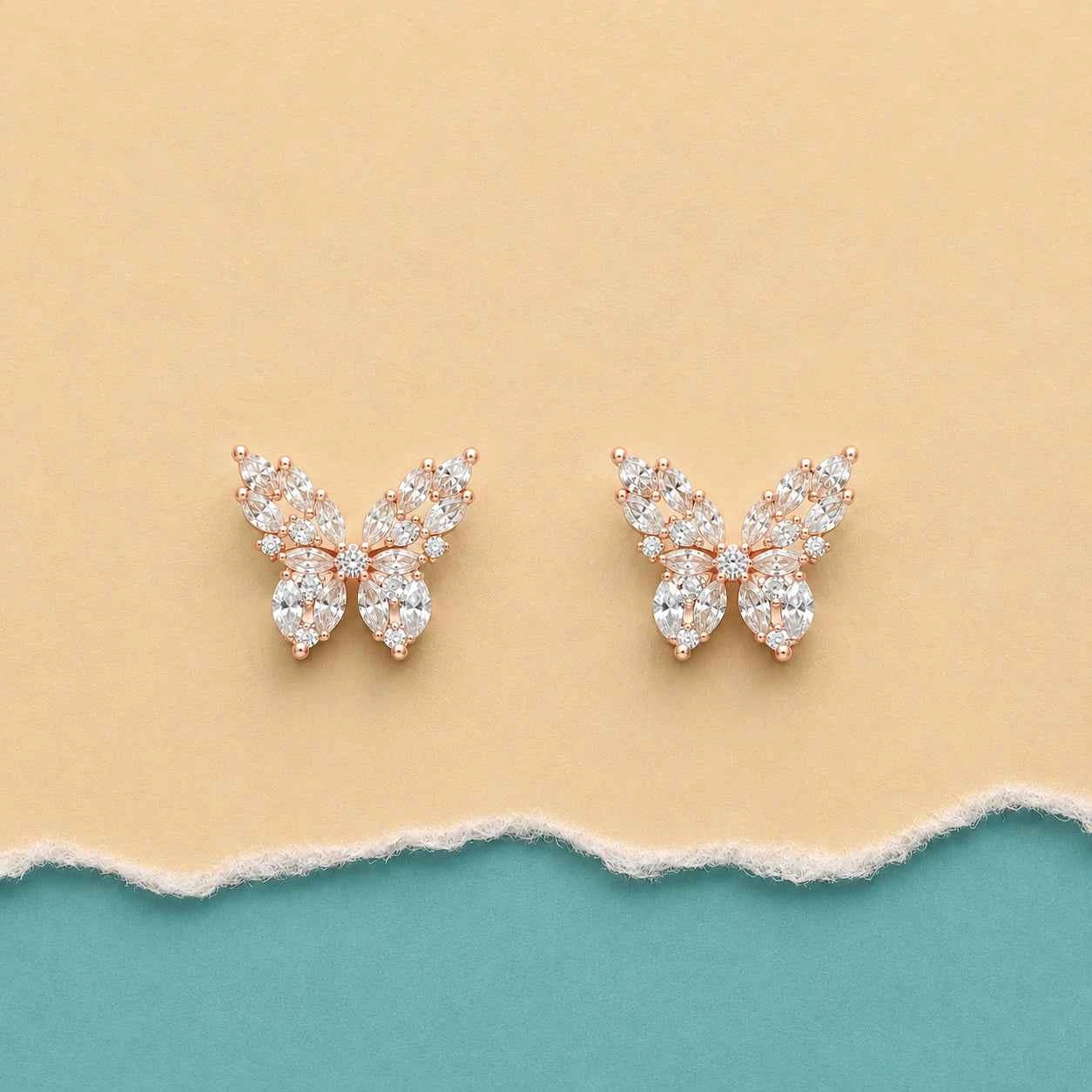 Rose Gold Flutter Studs