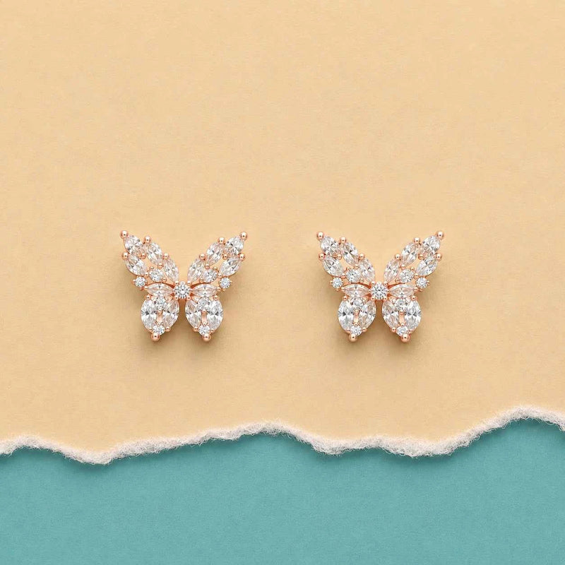 Rose Gold Flutter Studs