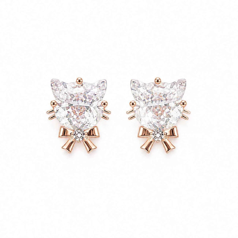Rose Gold Kitty Cat Stud - 925 Silver Jewelery