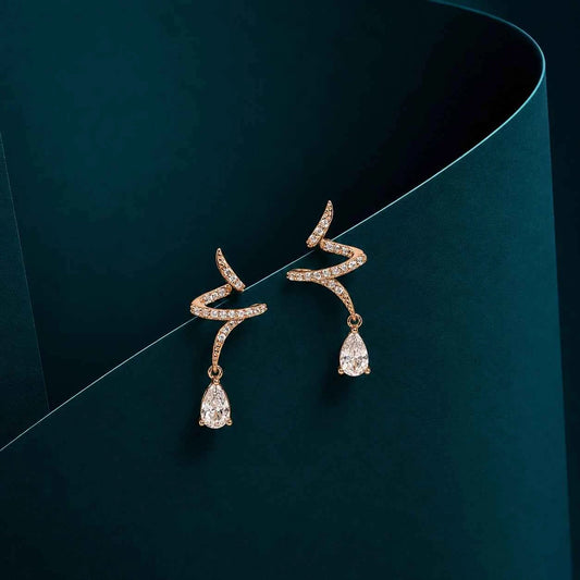Rose Gold Twist Drop Earrings